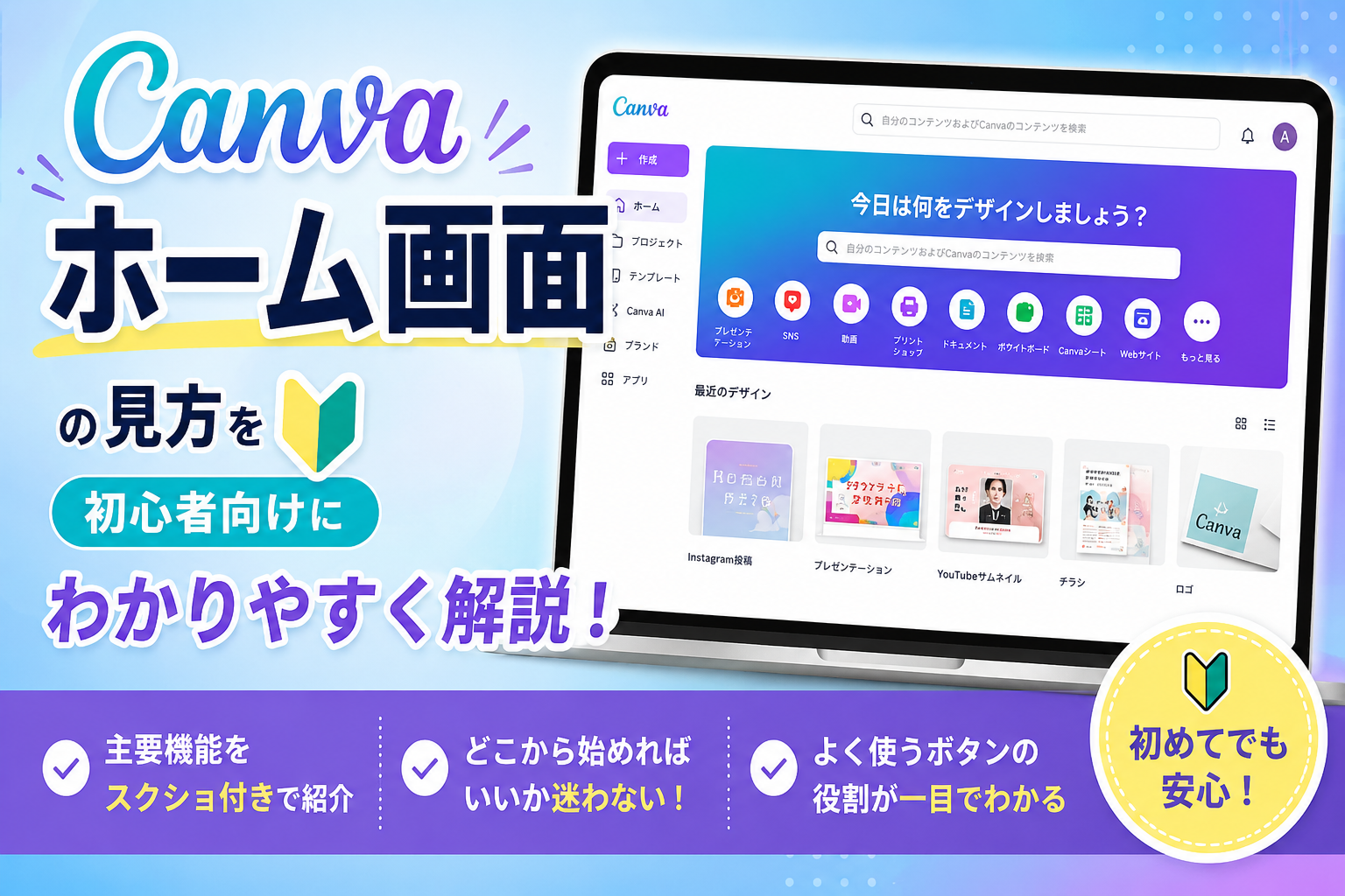 Canvaホーム画面を初心者向けに解説【2026年版】のイメージ図
