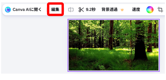 Canvaで明るさを調整したい動画を選択している画面