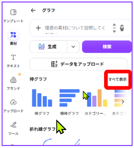 Canvaでグラフパネルの棒グラフを表示している画面