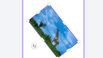Canvaで画像をドラッグして回転させている画面