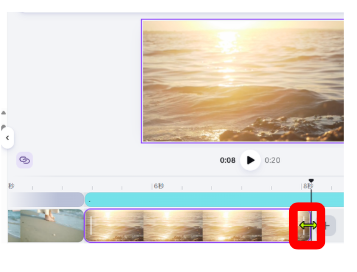 Canvaで動画の長さをドラッグして短くしている画面