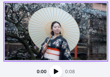 Canvaで動画素材を配置した編集画面