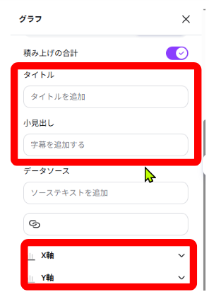 Canvaでグラフのタイトルと軸タイトルを設定している画面