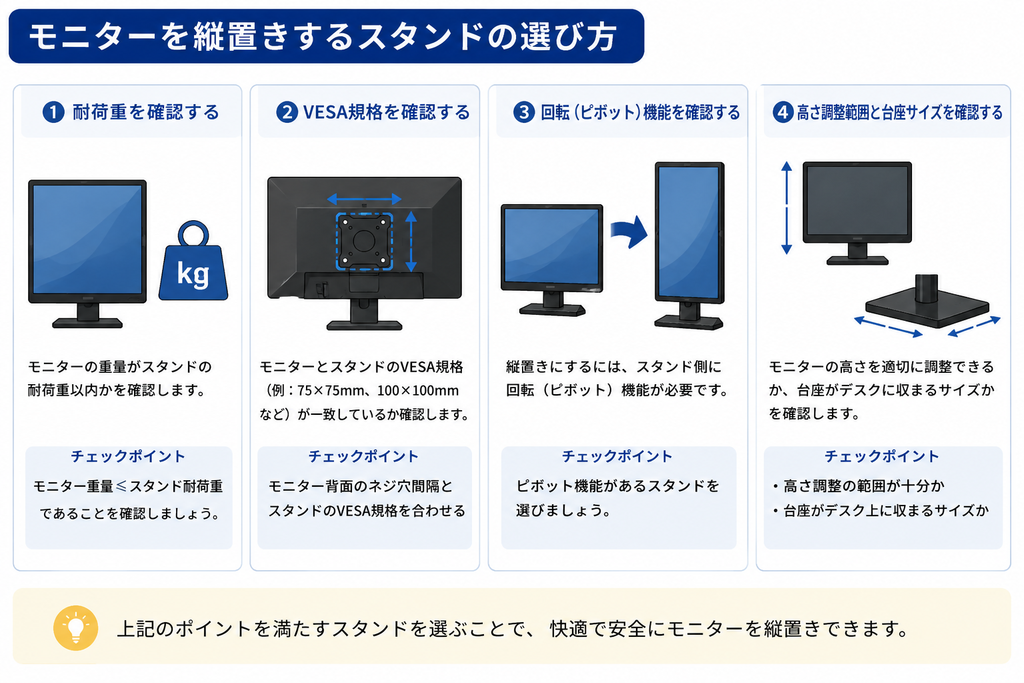 モニターを縦置きするスタンドの選び方