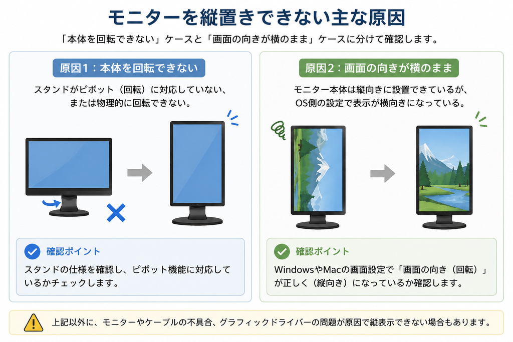 モニターを縦置きできない主な原因