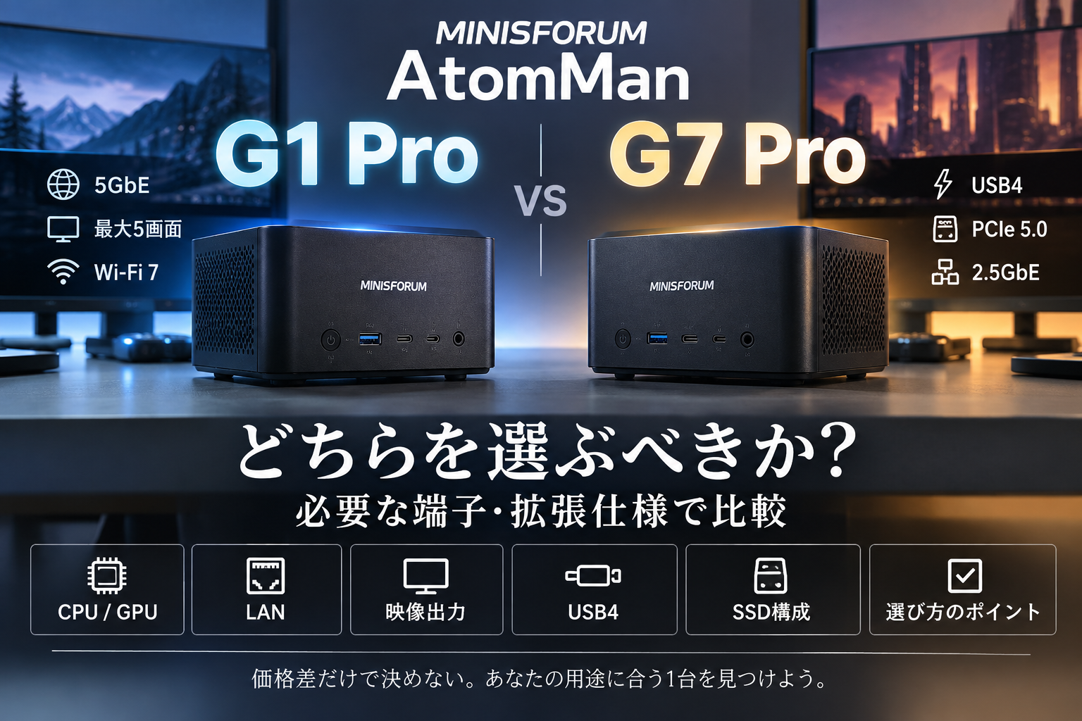 MINISFORUM AtomManの選び方｜G1 ProとG7 Proを比較