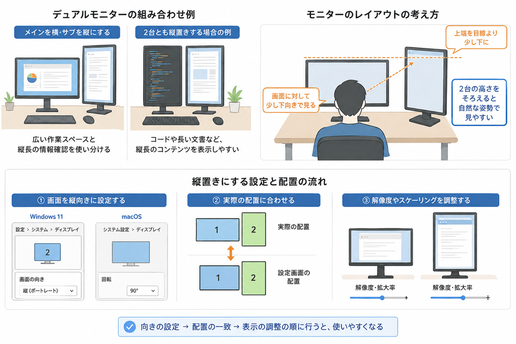 縦置きモニターのレイアウト