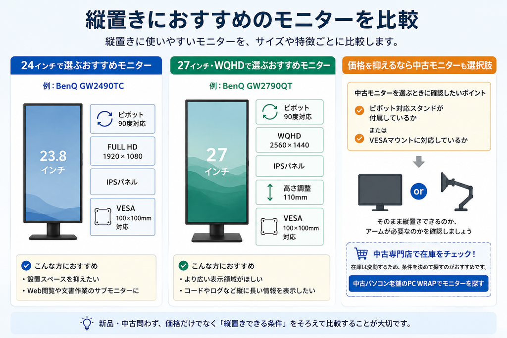 縦置きにおすすめのモニターを比較