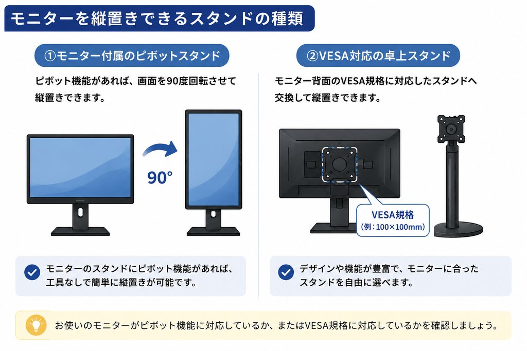 モニターを縦置きできるスタンドの種類